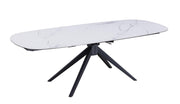 Chintaly Nicole Contemporary Ceramic Top Dining Table with 2 Motion Extension