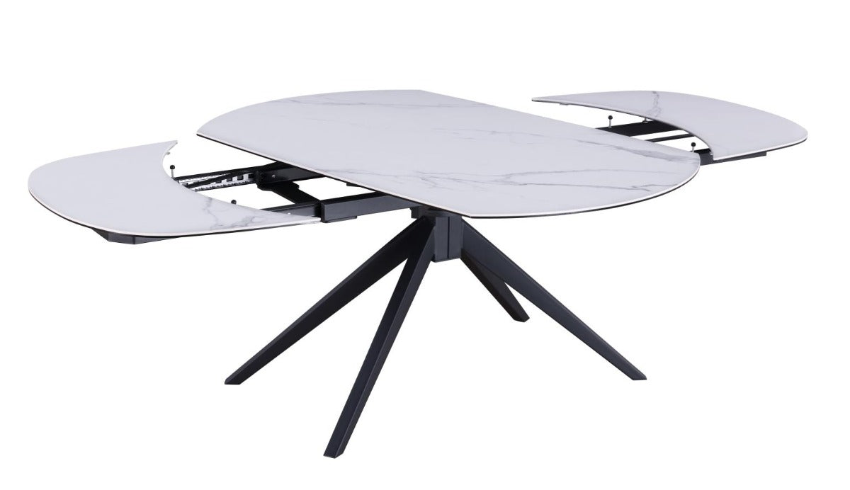 Chintaly Nicole Contemporary Ceramic Top Dining Table with 2 Motion Extension