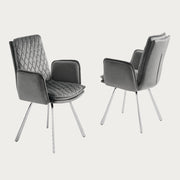 Novel armchair upholstered in Grey Velvet Fabric with Chrome Legs