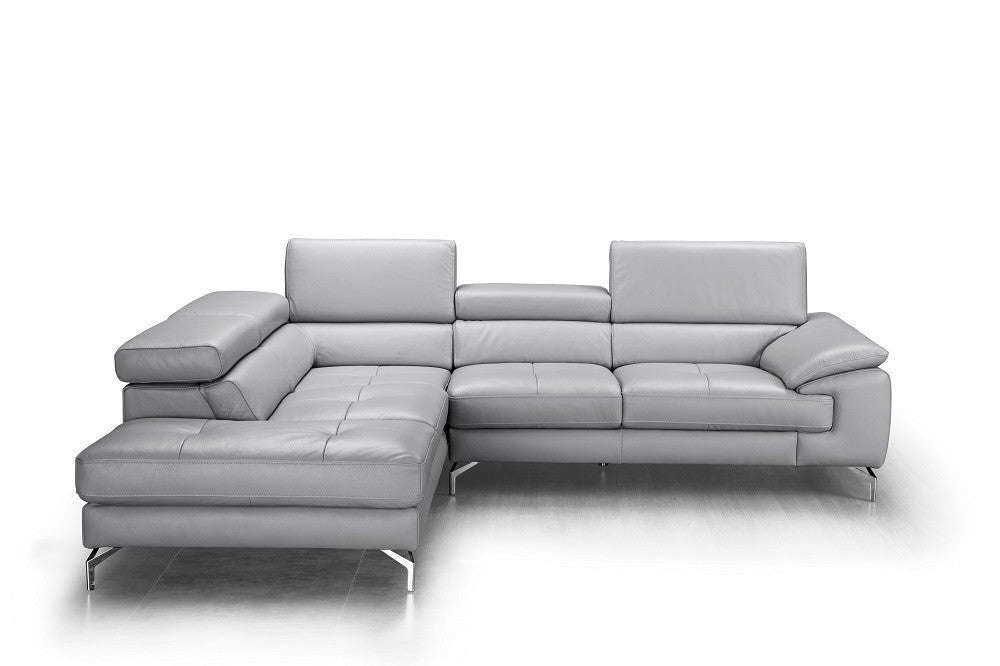 J & M Olivia Leather Sectional, Gray