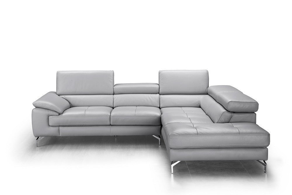 J & M Olivia Leather Sectional, Gray