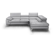 J & M Olivia Leather Sectional, Gray