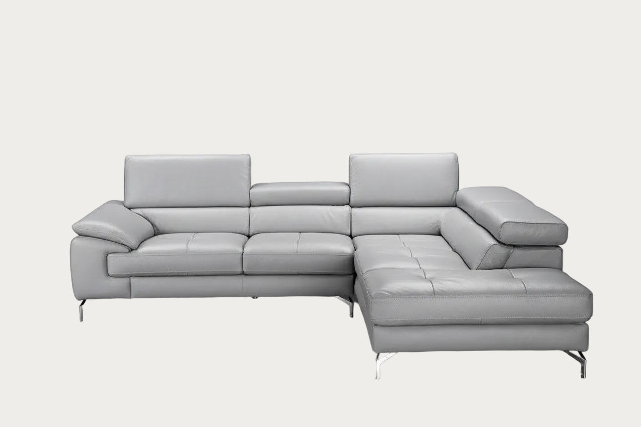 Olivia gray right-facing chaise sectional sofa on a white background.