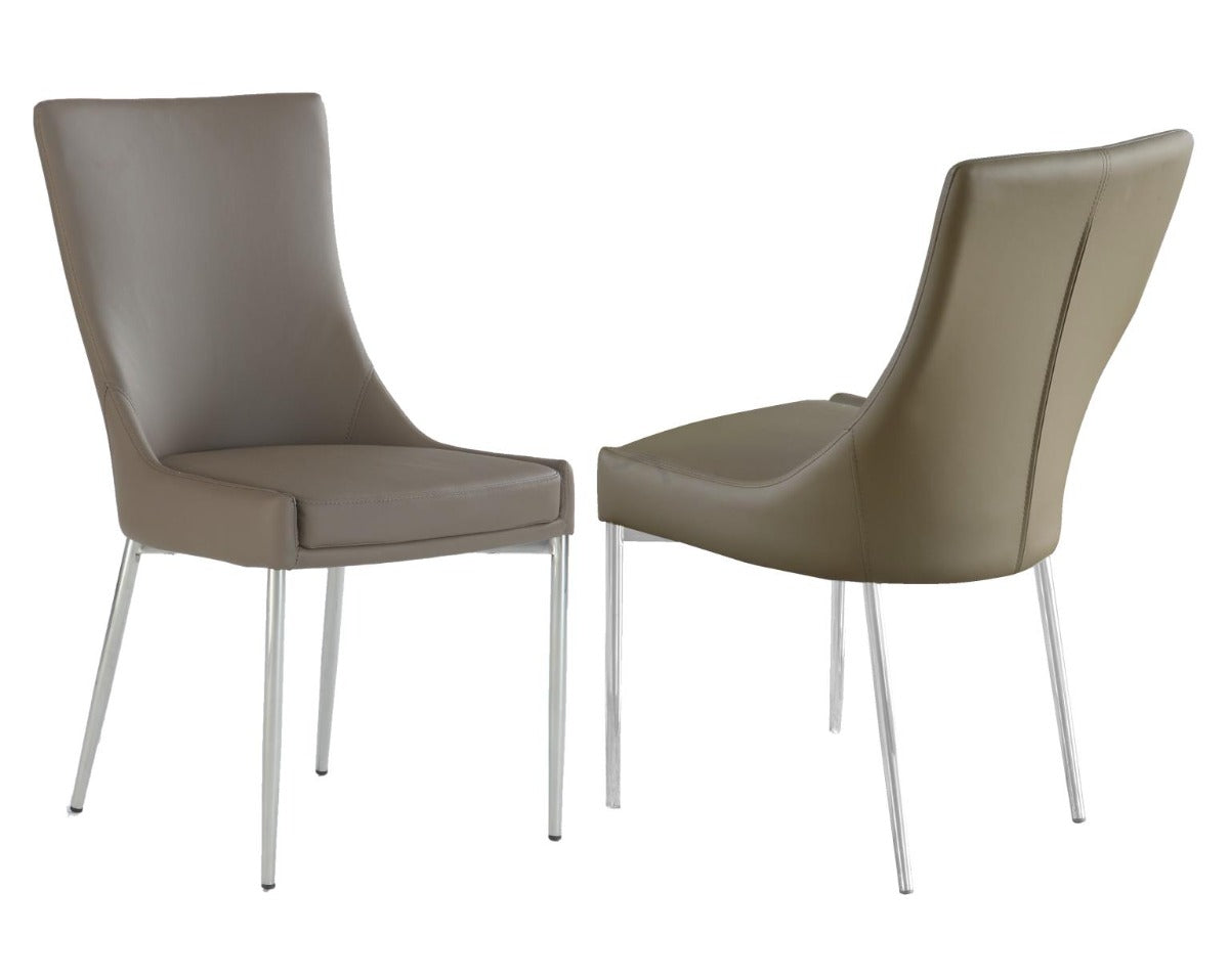 Chintaly Patricia 5-Piece Contemporary Dining Set with Round Glass Table and Club Style Chairs