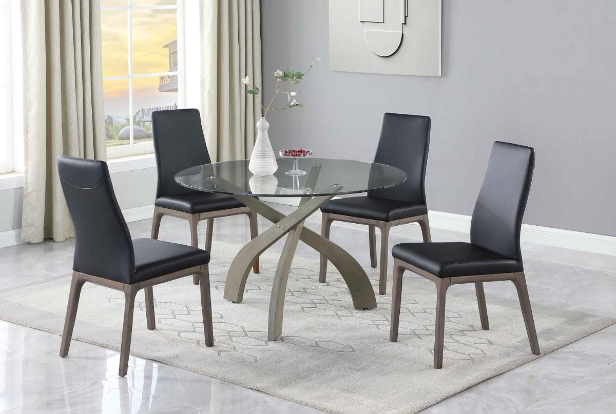 Chintaly Peggy Rosario 5-Piece Dining Set with Glass Top Table & Solid Wood Chairs
