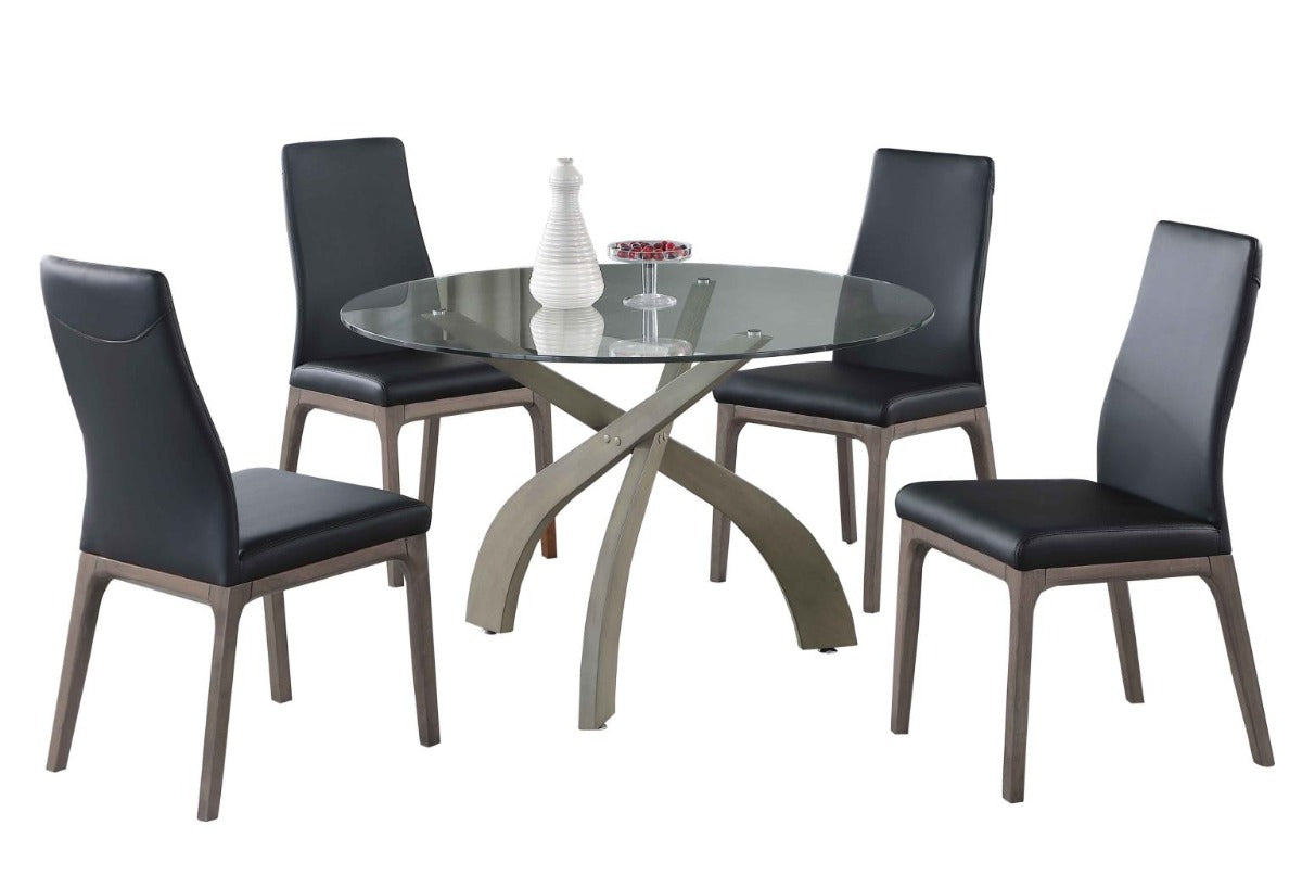 Chintaly Peggy Rosario 5-Piece Dining Set with Glass Top Table & Solid Wood Chairs