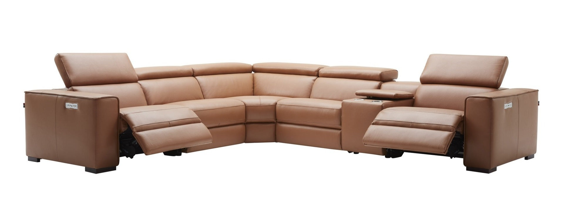 J & M Picasso 6 Pc Motion Sectional, Caramel Leather