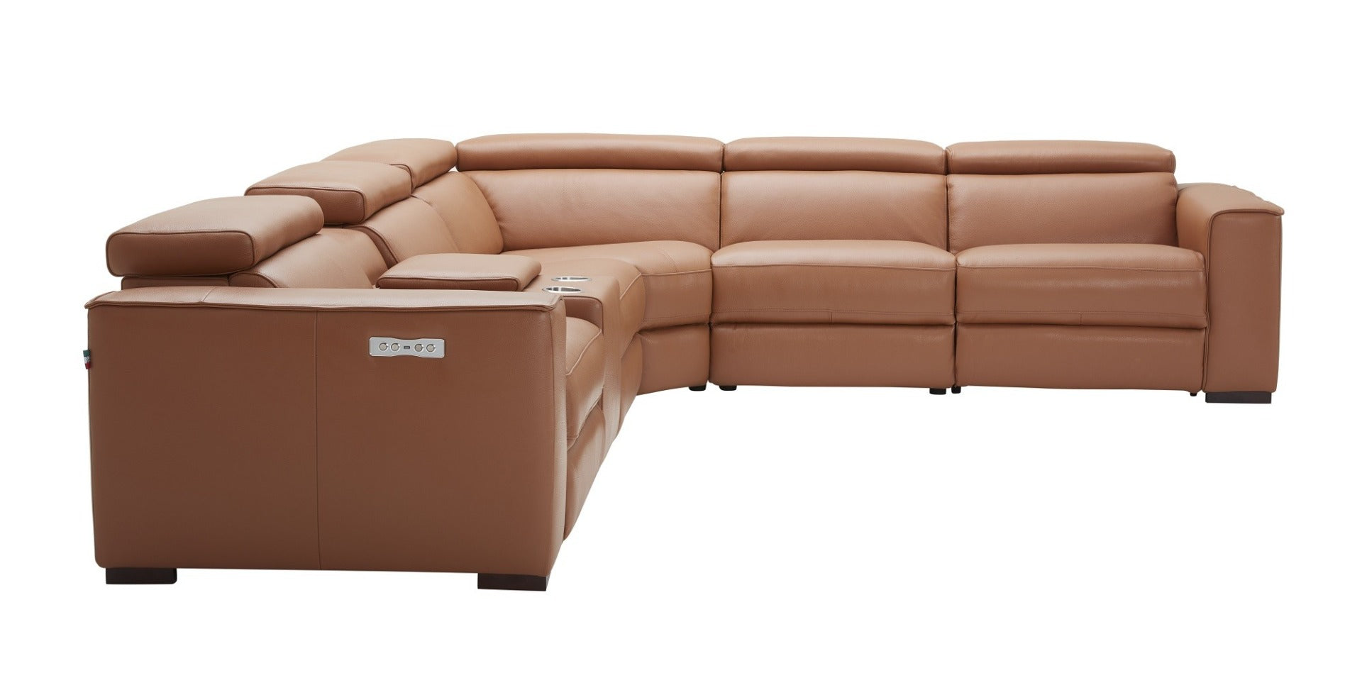 J & M Picasso 6 Pc Motion Sectional, Caramel Leather