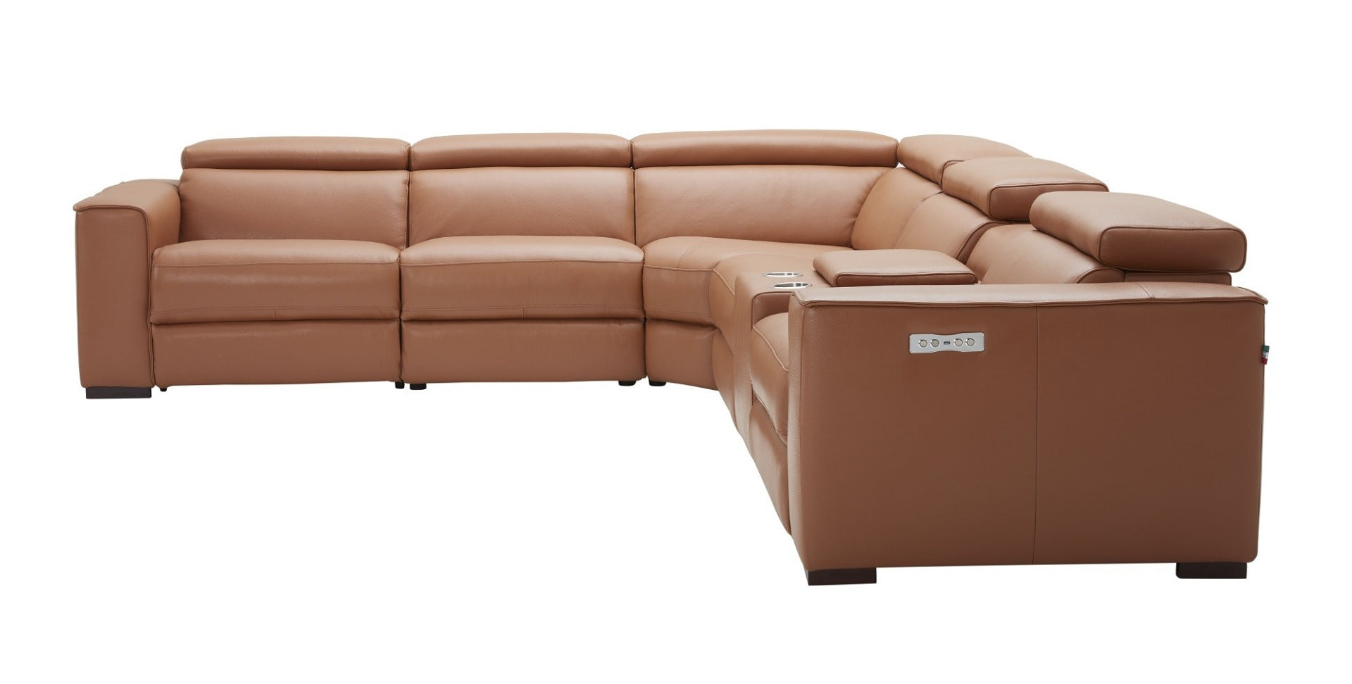 J & M Picasso 6 Pc Motion Sectional, Caramel Leather