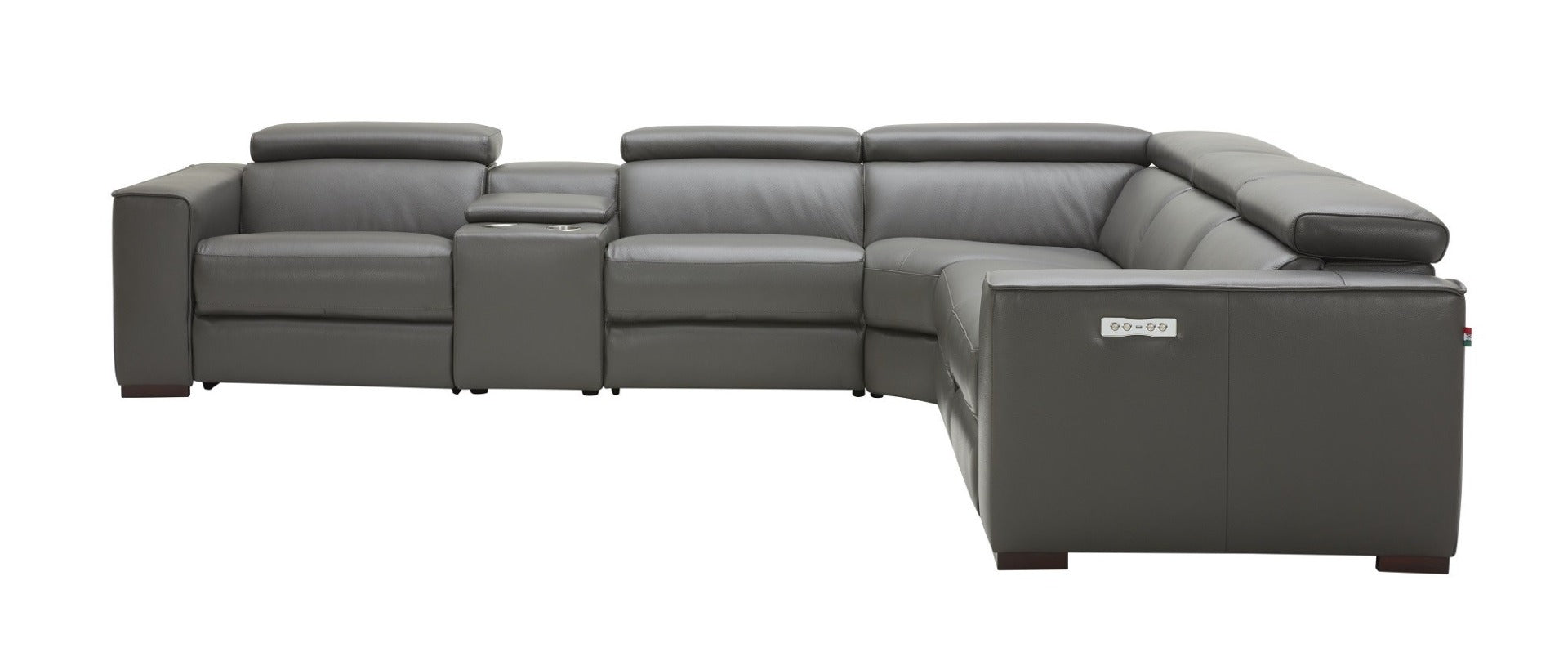 J & M Picasso 6 Pc Motion Sectional, Dark Gray Leather