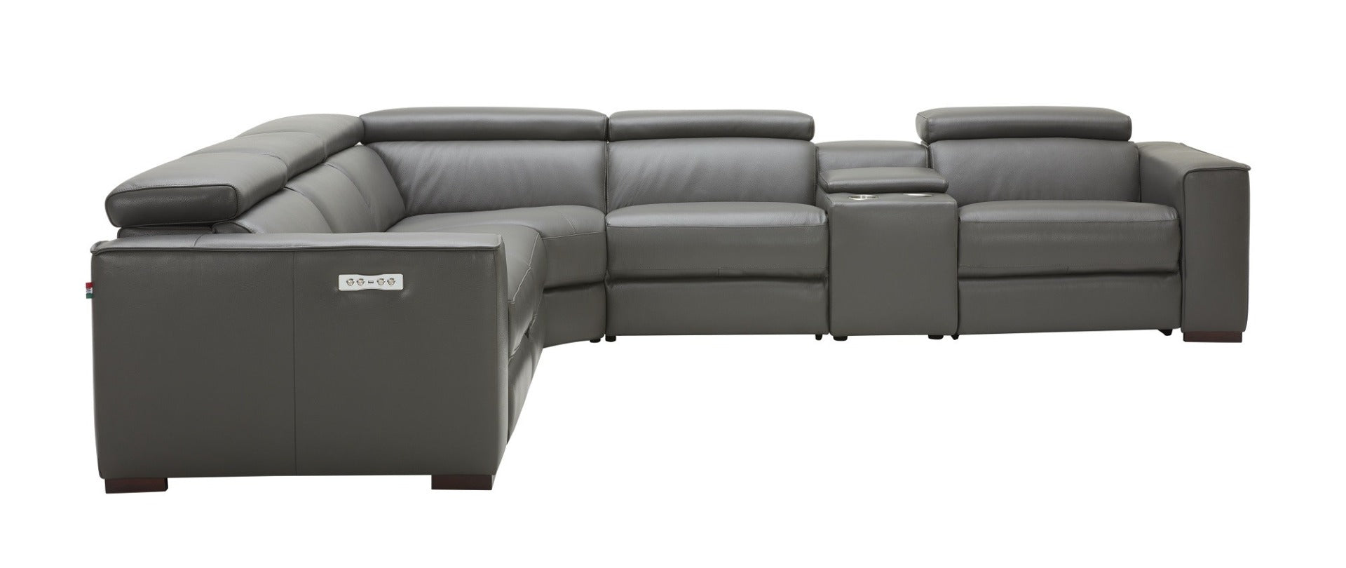 J & M Picasso 6 Pc Motion Sectional, Dark Gray Leather