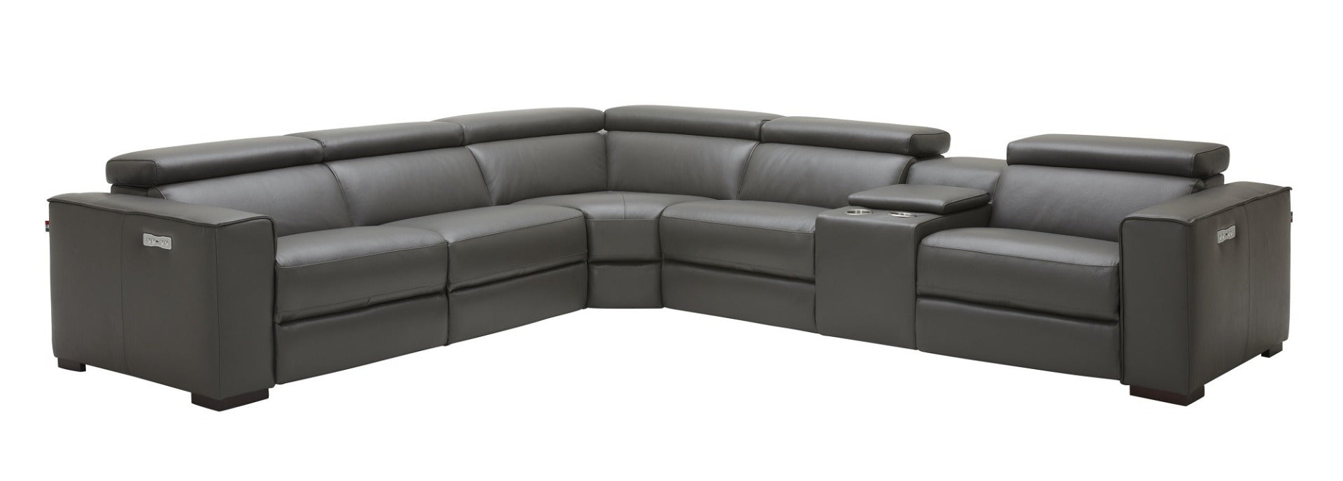 J & M Picasso 6 Pc Motion Sectional, Dark Gray Leather