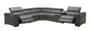 J & M Picasso 6 Pc Motion Sectional, Dark Gray Leather