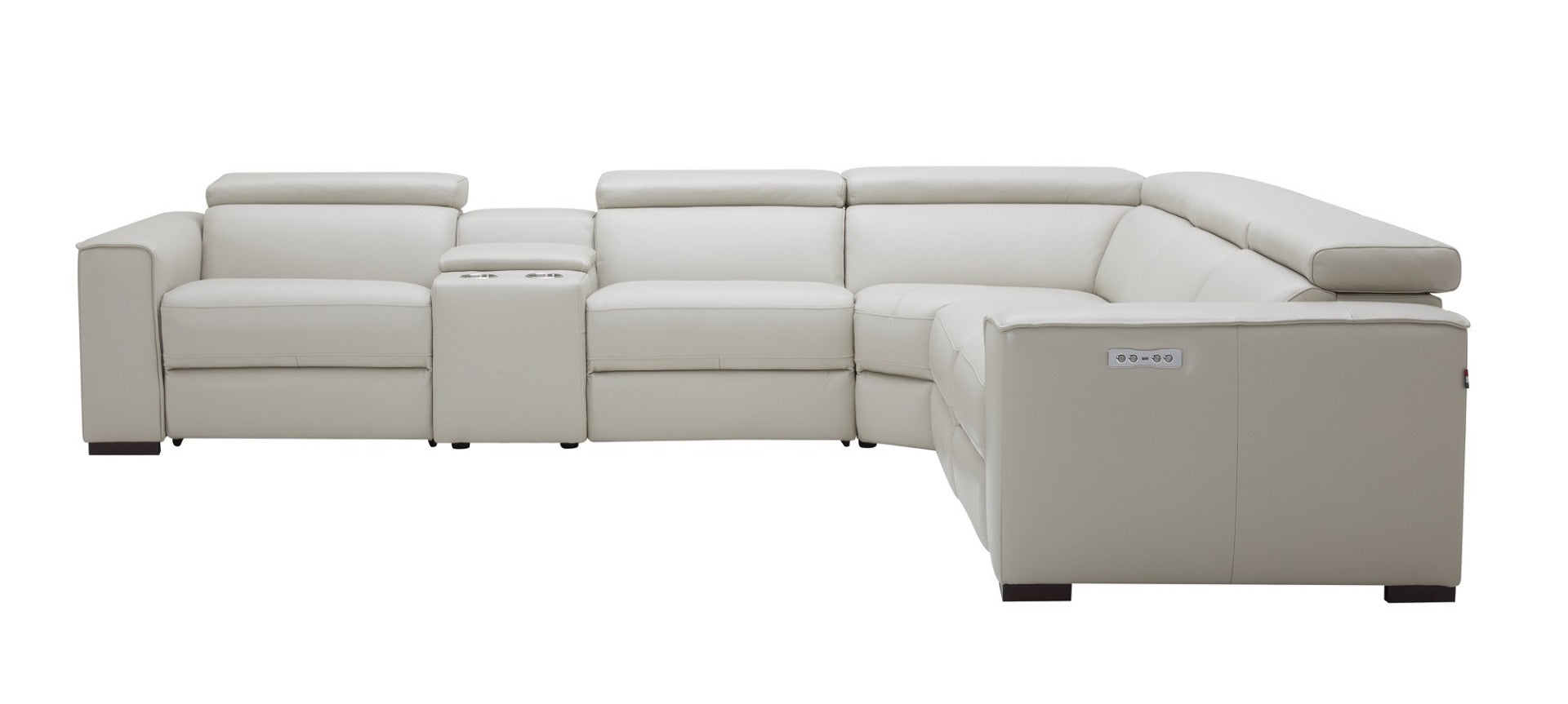 J & M Picasso 6 Pc Motion Sectional, Silver Gray Leather