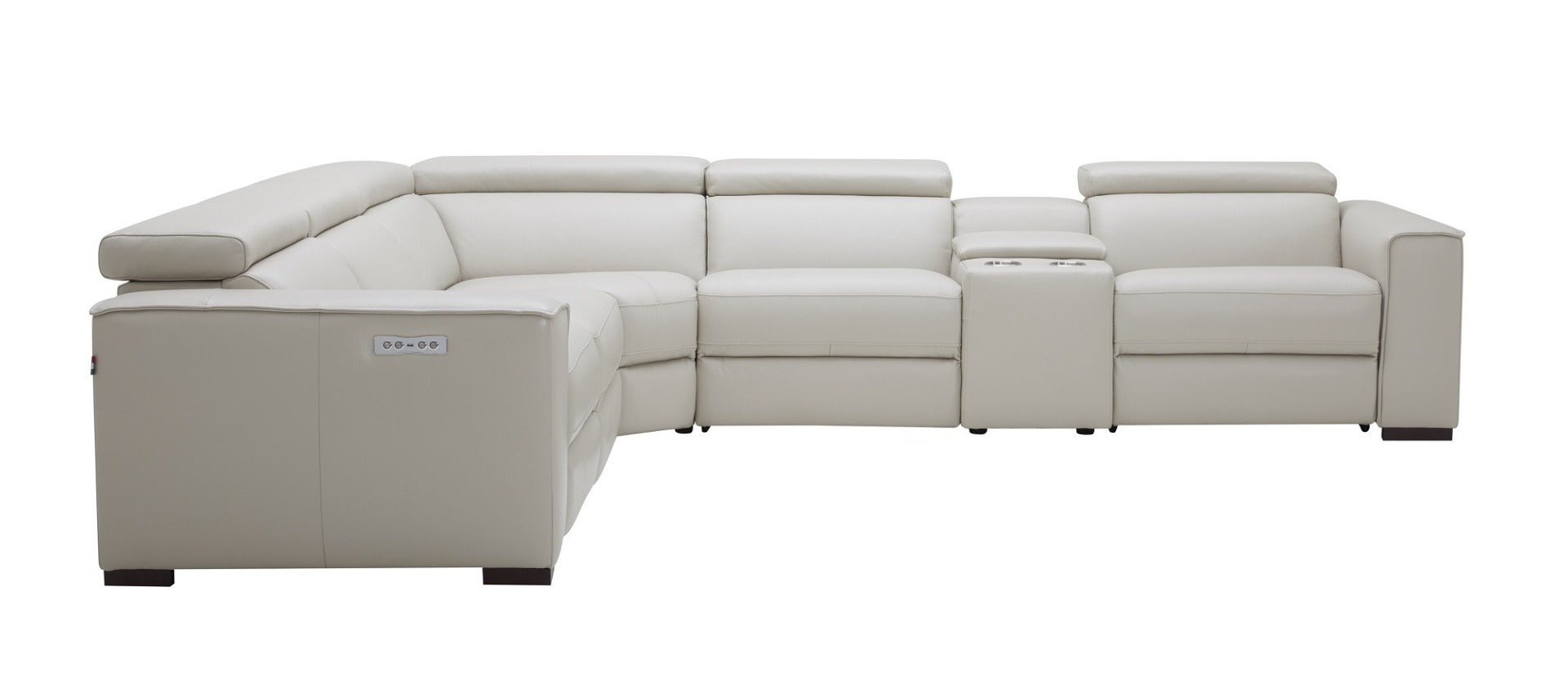 J & M Picasso 6 Pc Motion Sectional, Silver Gray Leather