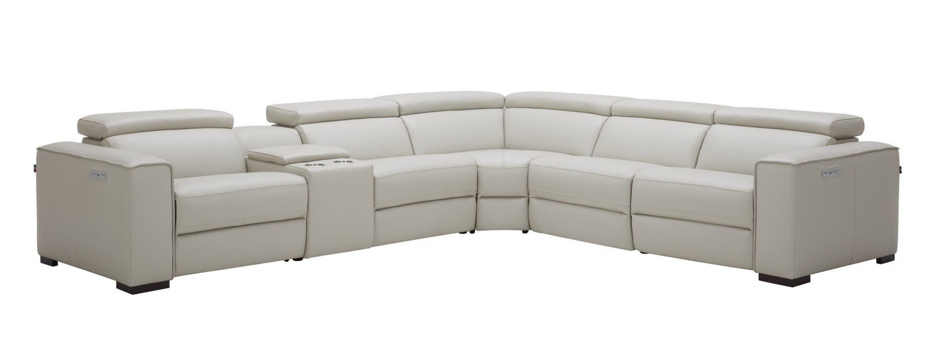 J & M Picasso 6 Pc Motion Sectional, Silver Gray Leather