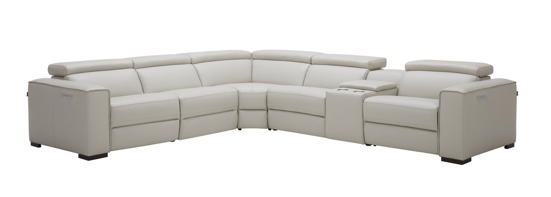 J & M Picasso 6 Pc Motion Sectional, Silver Gray Leather