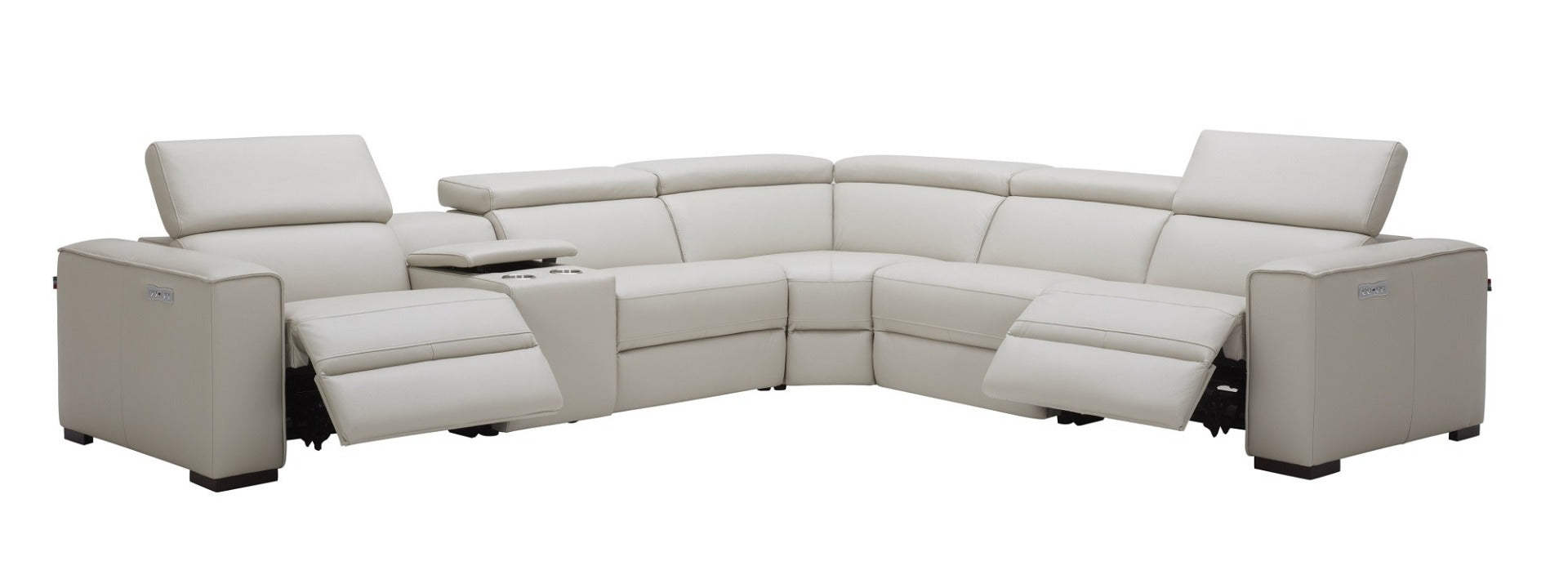 J & M Picasso 6 Pc Motion Sectional, Silver Gray Leather