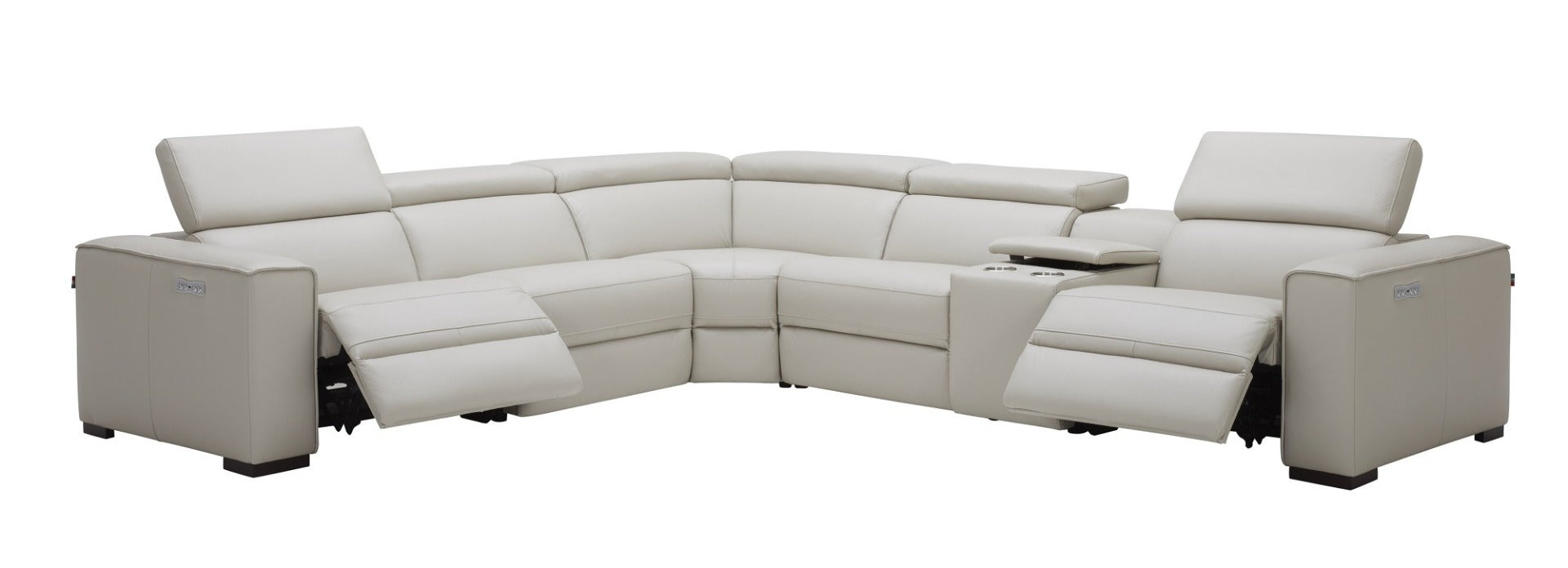 J & M Picasso 6 Pc Motion Sectional, Silver Gray Leather