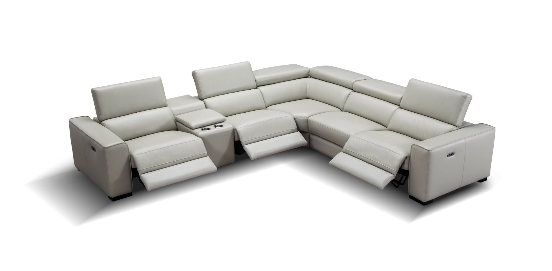 J & M Picasso 6 Pc Motion Sectional, Silver Gray Leather