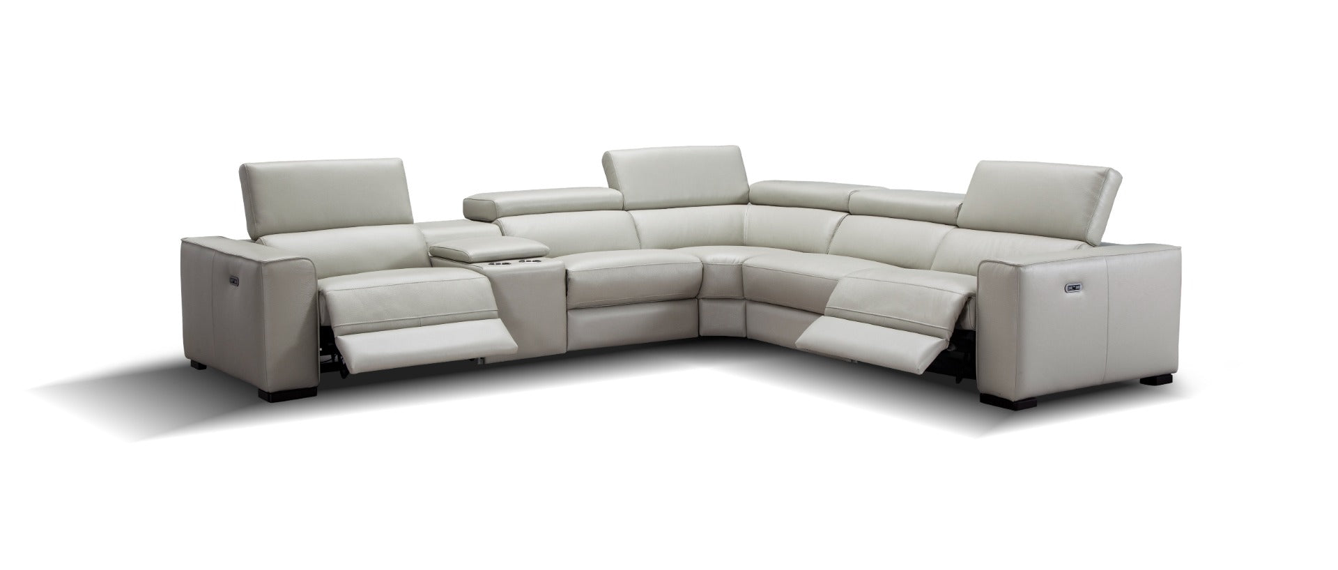 J & M Picasso 6 Pc Motion Sectional, Silver Gray Leather