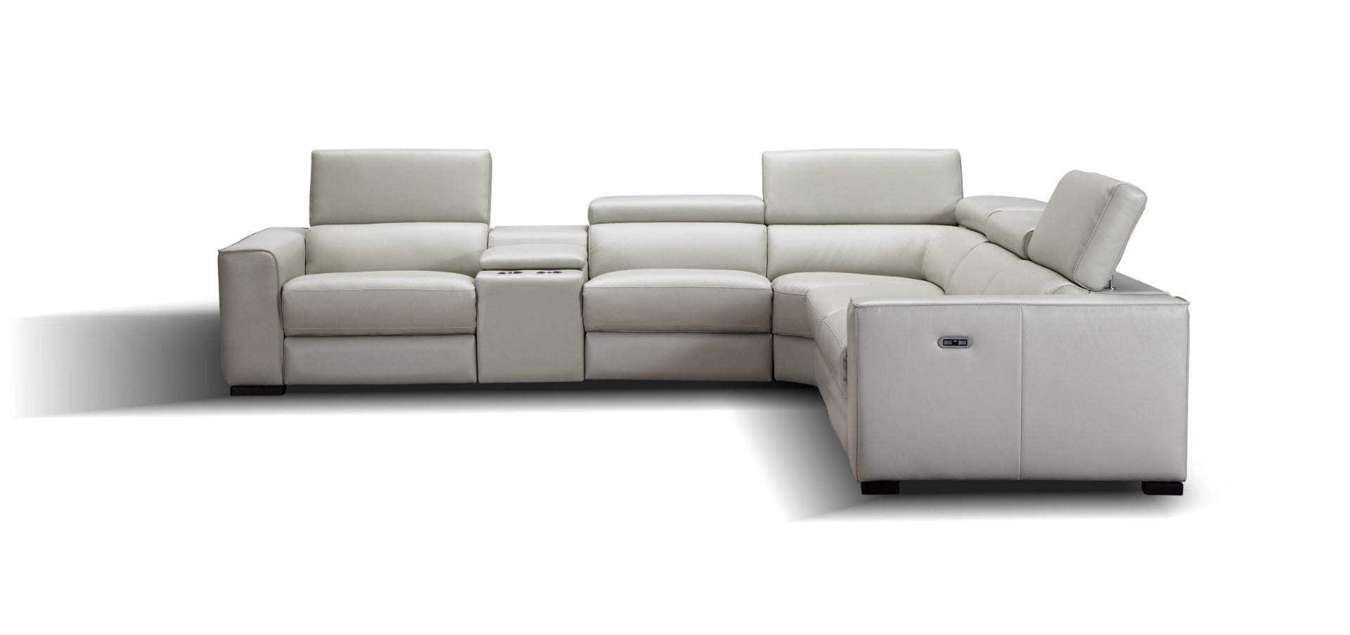 J & M Picasso 6 Pc Motion Sectional, Silver Gray Leather