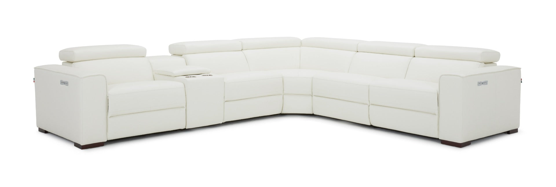 J & M Picasso 6 Pc Motion Sectional, White Leather