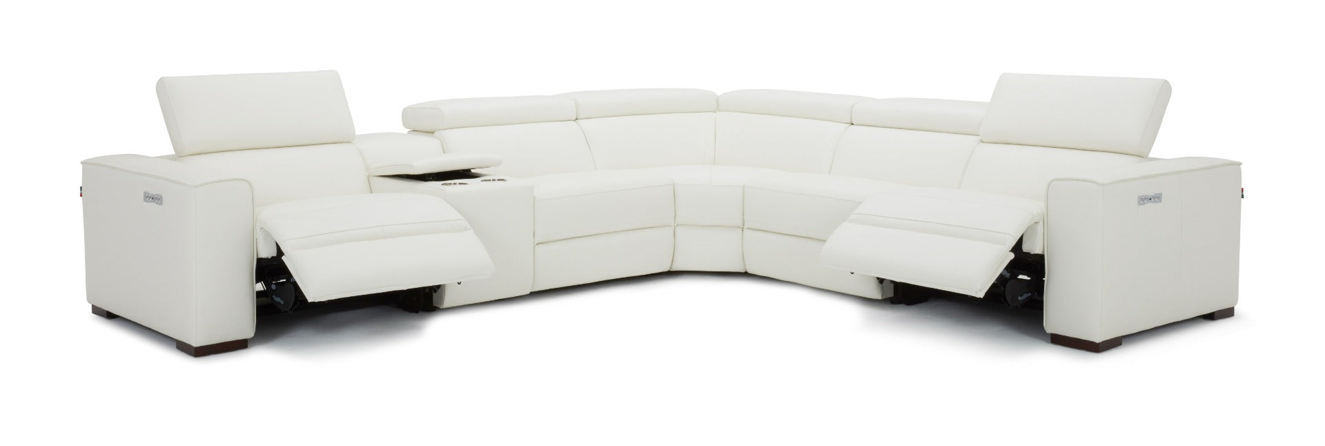J & M Picasso 6 Pc Motion Sectional, White Leather