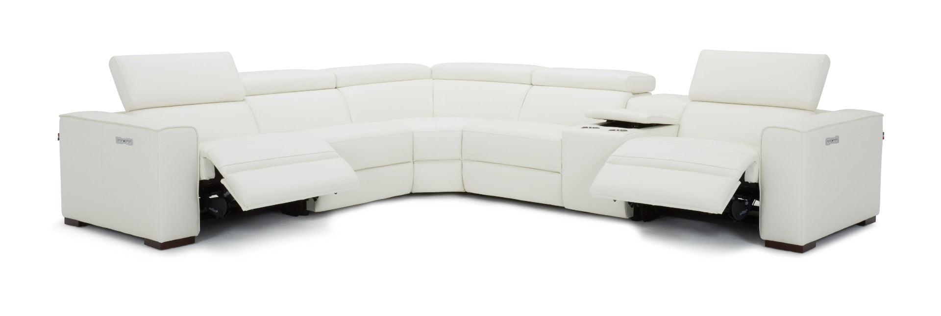 J & M Picasso 6 Pc Motion Sectional, White Leather