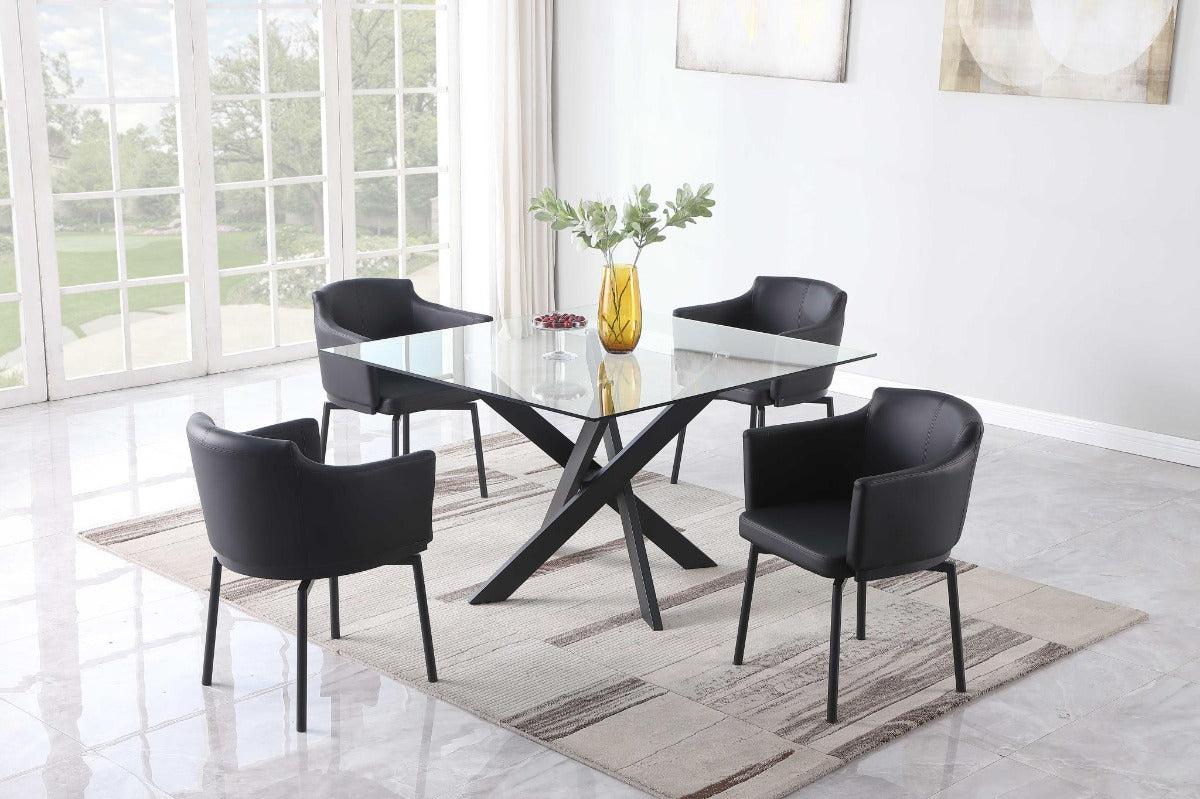 Chintaly Demi Modern Club Arm Chair with Memory Swivel, Black