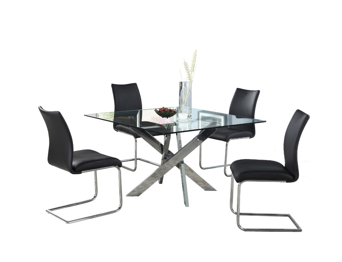 Chintaly Pixie Contemporary Square Glass Dining Table