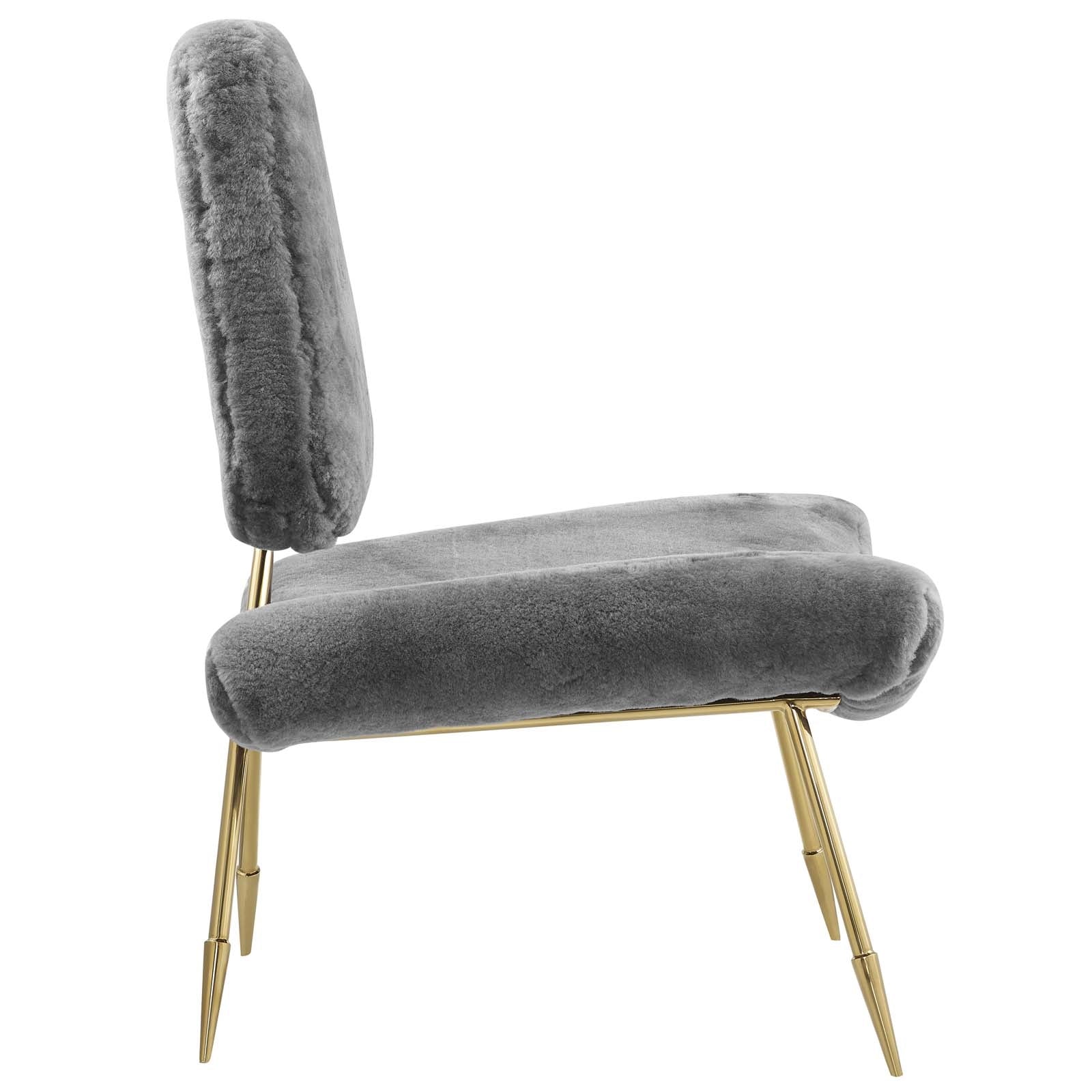 Modway Ponder Upholstered Sheepskin Fur Lounge Chair