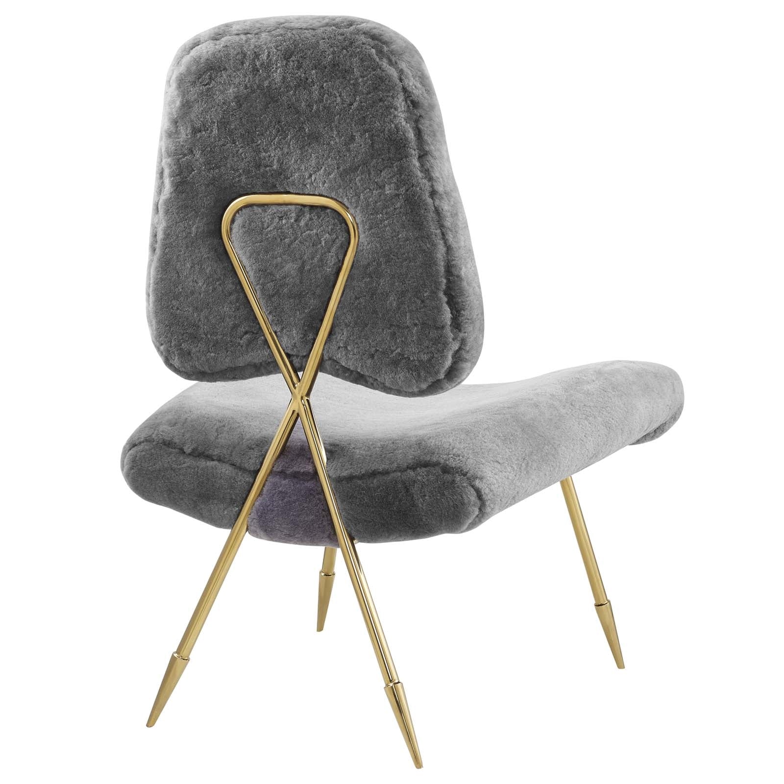 Modway Ponder Upholstered Sheepskin Fur Lounge Chair