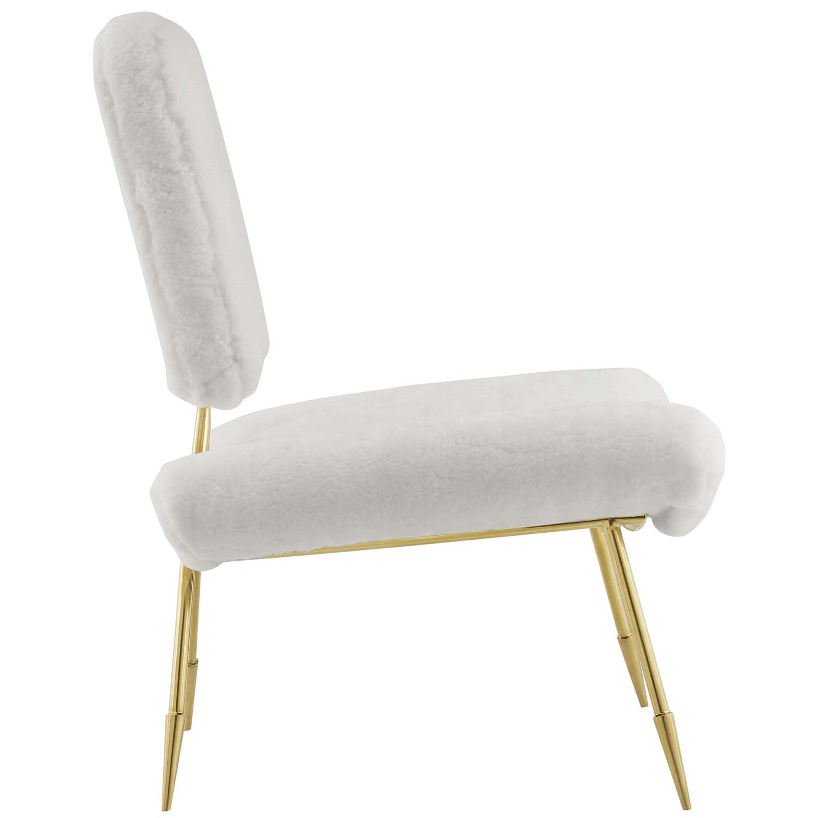 Modway Ponder Upholstered Sheepskin Fur Lounge Chair