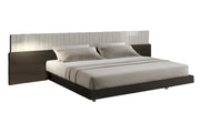 Porto modern bed with wooden headboard in wenge finish.