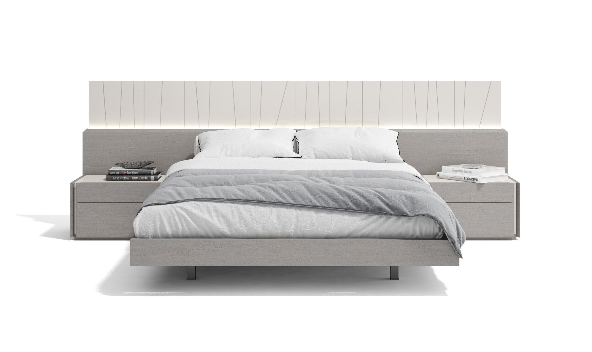 J & M Porto Modern Bed, Grey