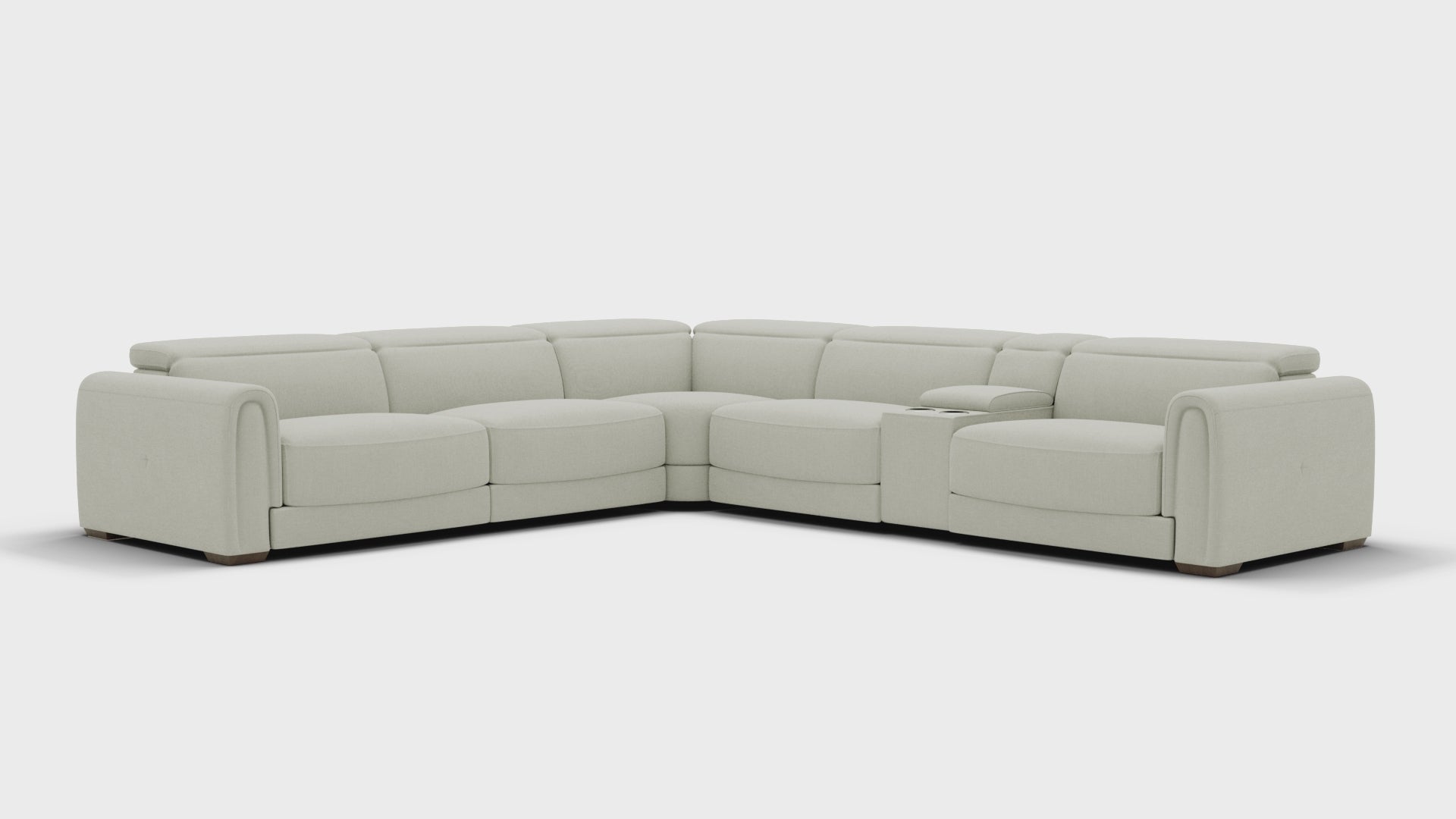 Load video: Jovan 6-Piece Modern Reclining Sectional Sofa – Birch Fabric | Creative Furniture