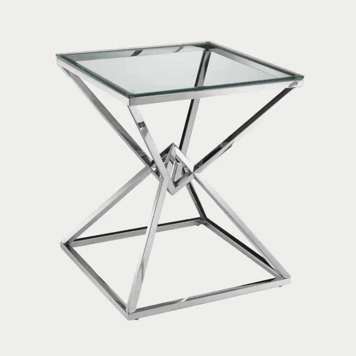 Pyramid End Table with Glass Top