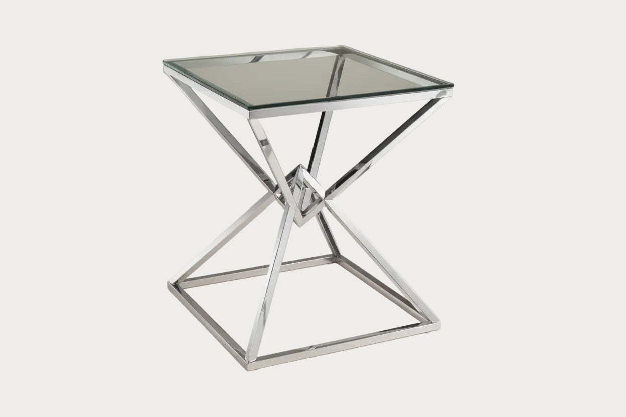 Pyramid End Table with Glass Top