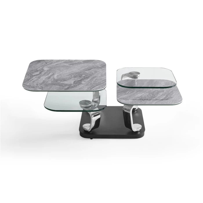 Quattro Rotating Coffee Table, Gray Ceramic | Creative Furniture