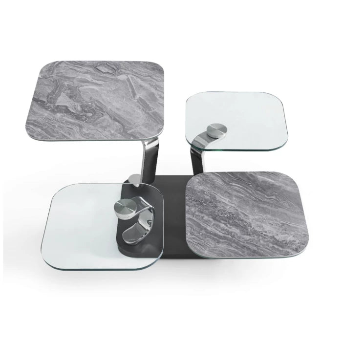 Quattro Rotating Coffee Table, Gray Ceramic | Creative Furniture