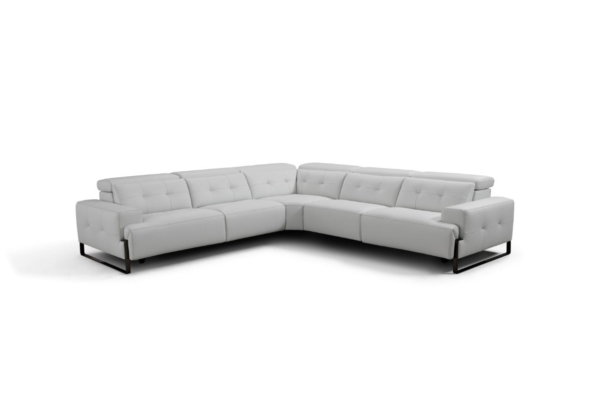 Incanto I772 Leather Sectional with Recliners, Light Grey