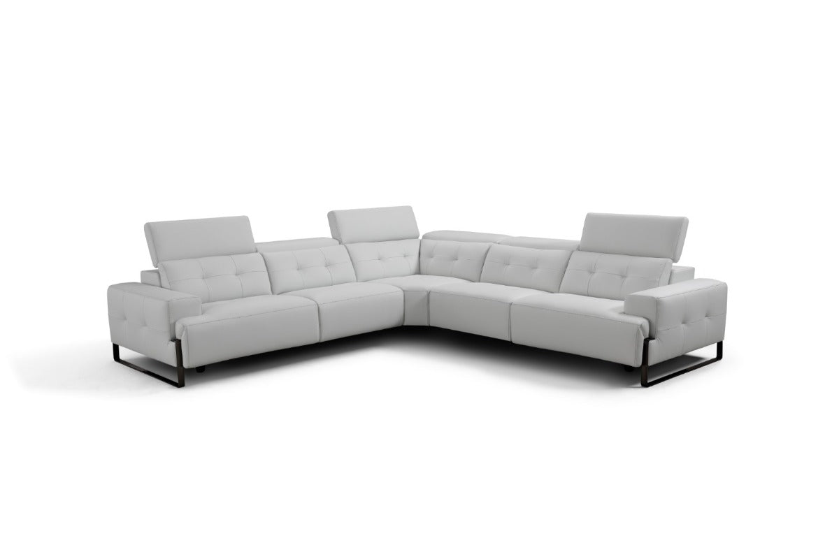 Incanto I772 Leather Sectional with Recliners, Light Grey