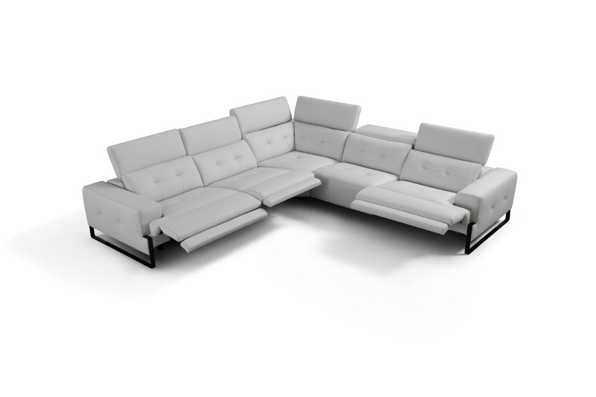 Incanto I772 Leather Sectional with Recliners, Light Grey