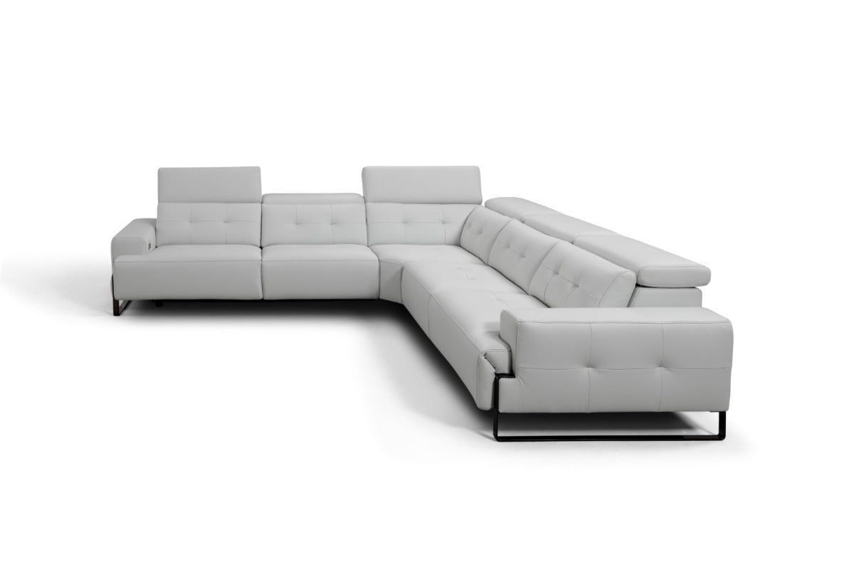 Incanto I772 Leather Sectional with Recliners, Light Grey