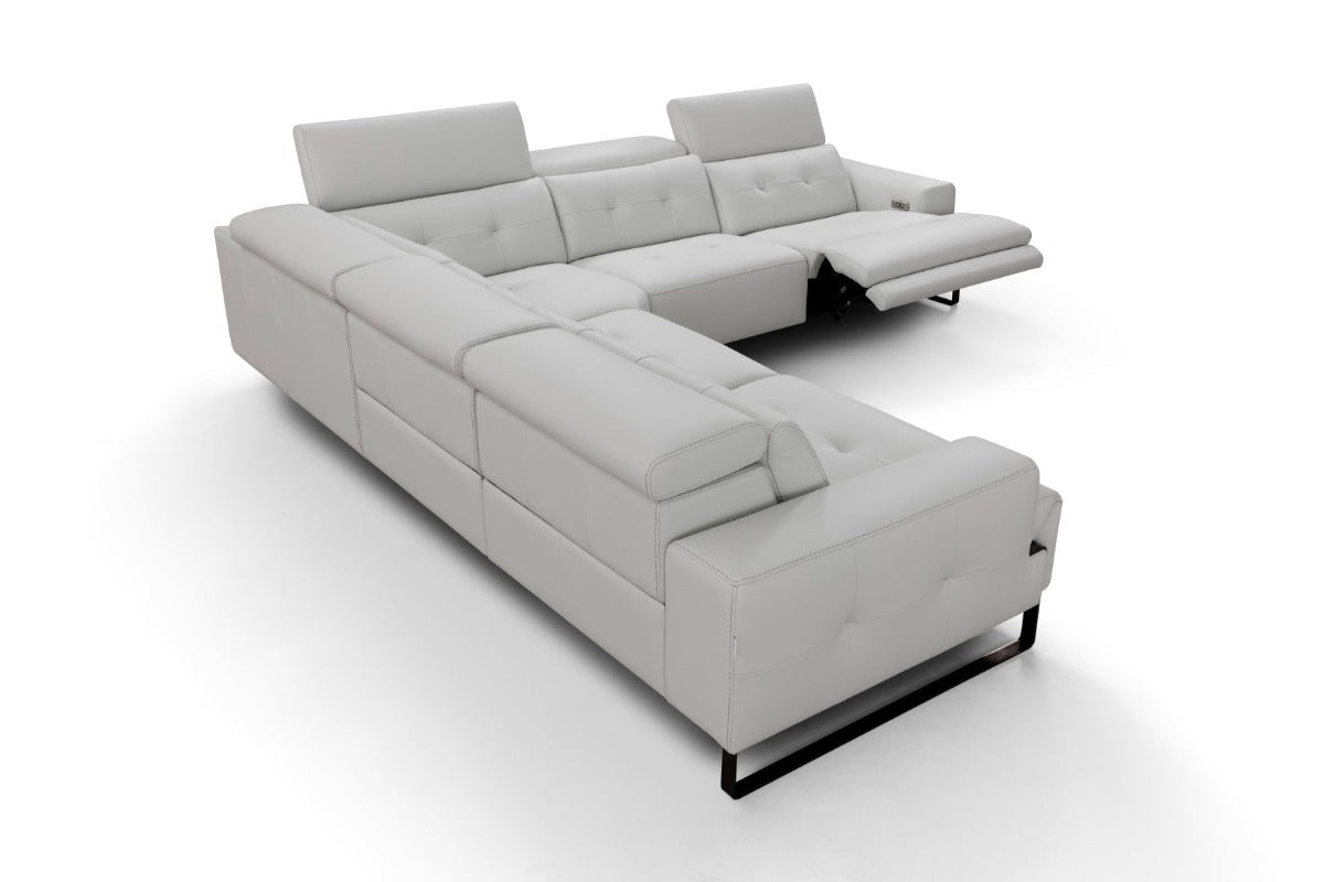 Incanto I772 Leather Sectional with Recliners, Light Grey