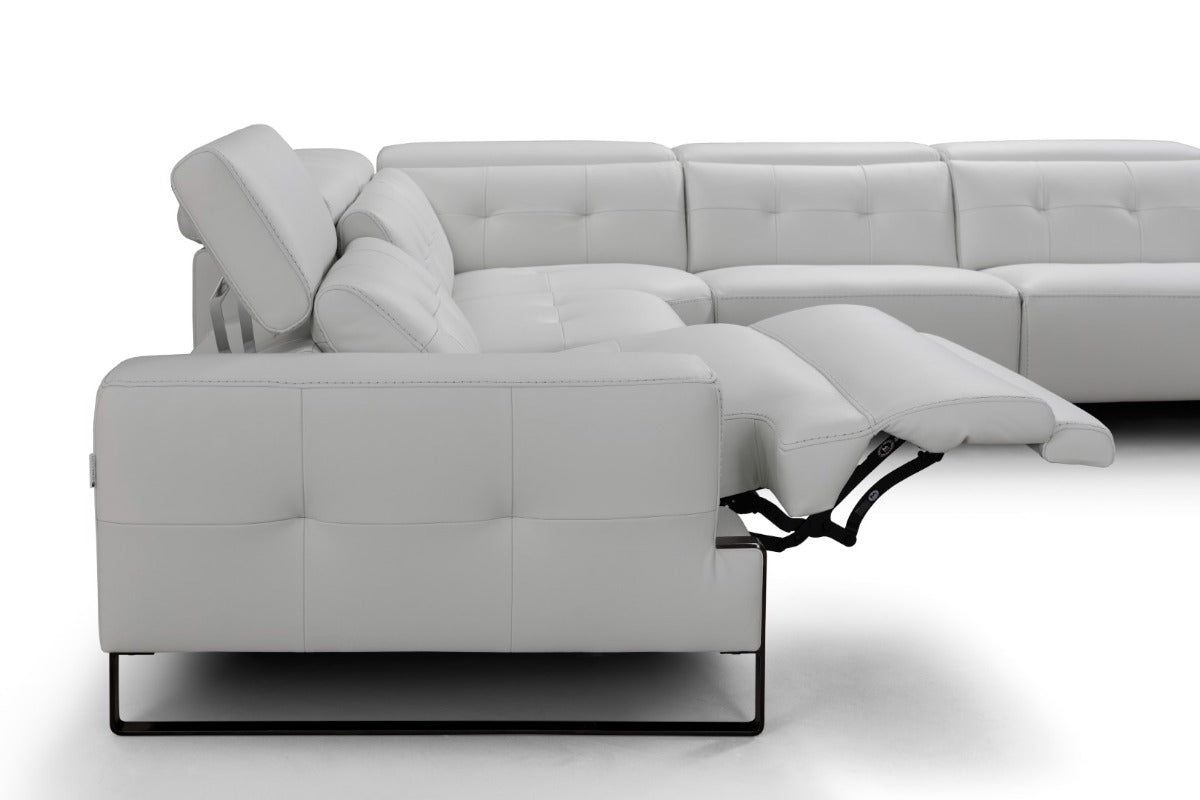 Incanto I772 Leather Sectional with Recliners, Light Grey