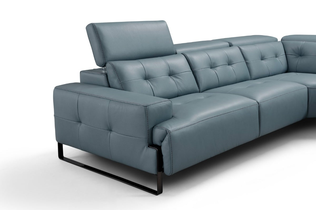 Incanto I772 Leather Sectional with Recliners, Dark Grey