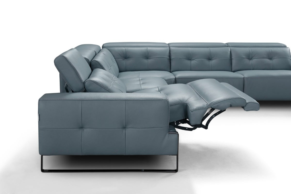 Incanto I772 Leather Sectional with Recliners, Dark Grey