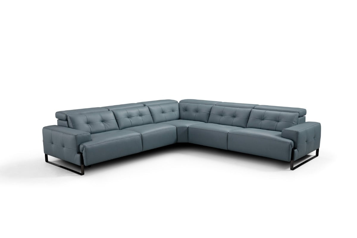Incanto I772 Leather Sectional with Recliners, Dark Grey